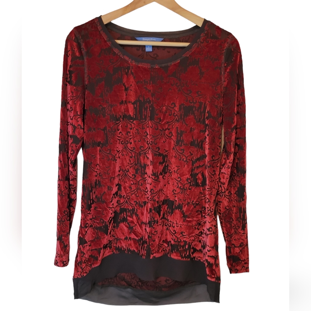 Simply Vera Vera Wang Semi Sheer Velvet Blouse Size Small